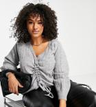 Vero Moda Curve V-neck Sweater In Light Gray - Part Of A Set