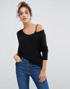 Asos Forever T-shirt With Long Sleeve - Black