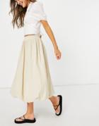 Asos Design Puffball Midi Skirt In Stone-neutral
