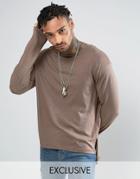 Mennace Long Sleeved Top In Light Brown - Brown