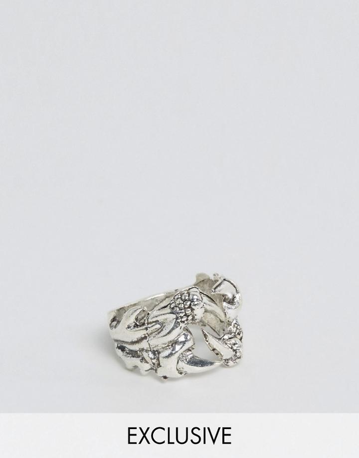 Reclaimed Vintage Dragon Claw Ring - Silver