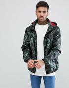 Soul Star Zip Through Printed Nylon Hooded Jacket - Green