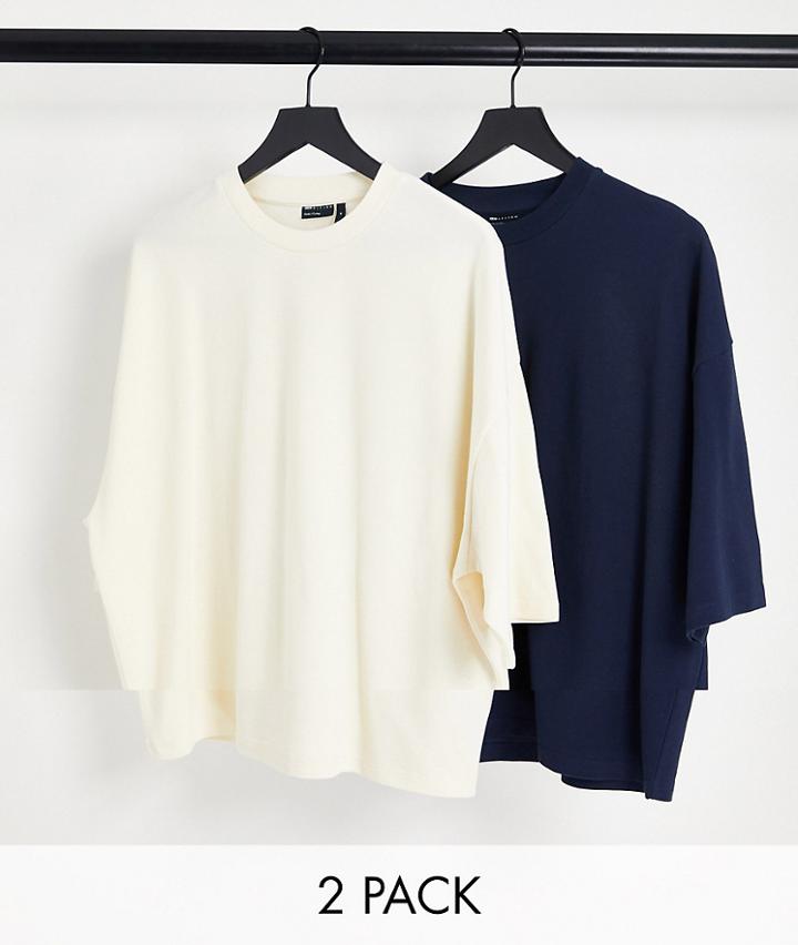 Asos Design 2 Pack Oversized Pique T-shirt In Multi