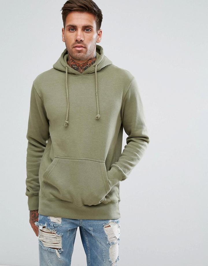 Pull & Bear Hoodie In Khaki - Green