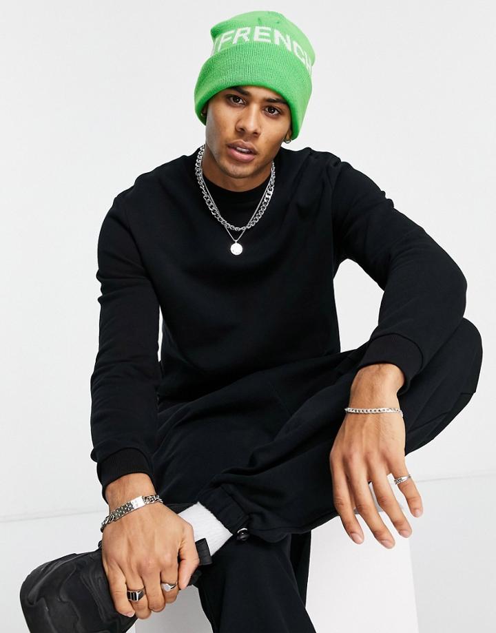 Fcuk Bright Logo Beanie Hat In Green