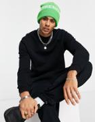 Fcuk Bright Logo Beanie Hat In Green