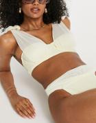 Asos Design Underwired Tie Shoulder Bikini In Yellow Mesh