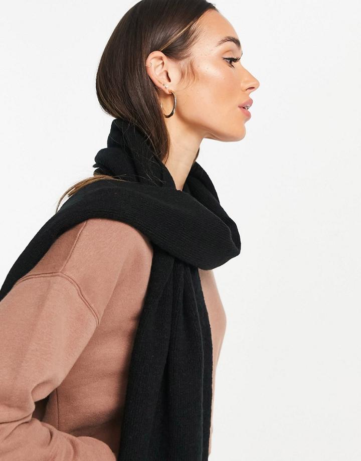 Asos Design Rib Knit Scarf In Black