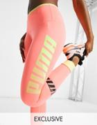 Puma Training Modern Sport Leggings In Peach With Vertical Logo-orange