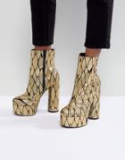 Asos X Mary Benson Platform Ankle Boots - Gold