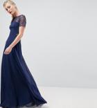 Asos Tall Lace Insert Paneled Maxi Dress - Navy
