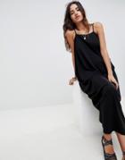 Asos Design Tab Back Drape Hareem Maxi Dress - Black