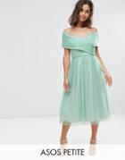 Asos Petite Wedding Tulle Midi Dress - Green