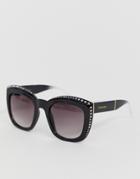 River Island Oversized Sunglasses With Rhinestone Detail In Black