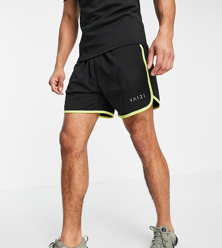 Vai21 Shorts In Black With Contrast Binding In Yellow - Part Of A Set