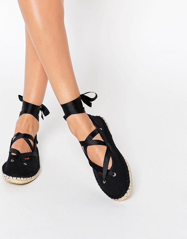 Asos Justice Lace Up Ballet Espadrilles - Black