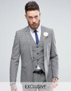 Only & Sons Skinny Wedding Square Hem Suit Jacket In Dogstooth - Navy
