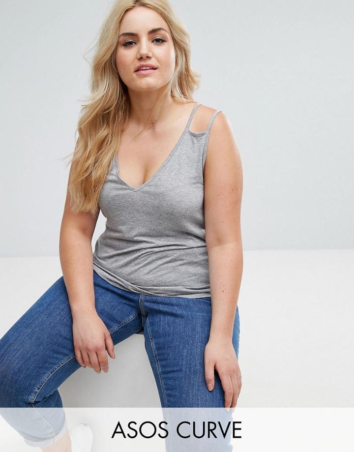 Asos Curve Swing Tank With Double Strap - Gray