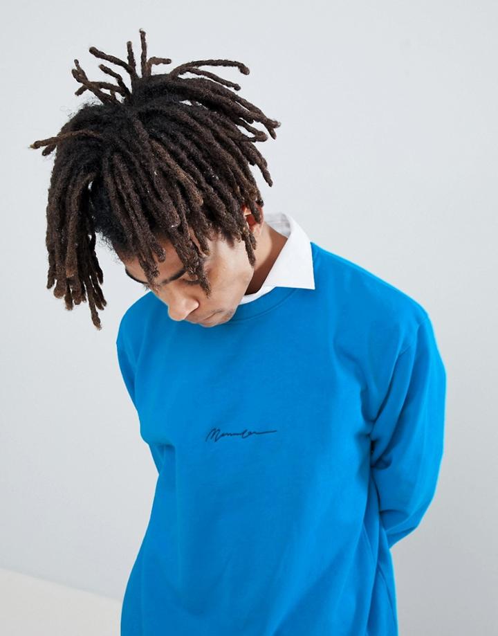 Mennace Sweat With Logo In Aqua - Blue