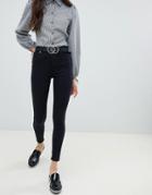 Miss Selfridge High Waist Skinny Jeans In Black - Black