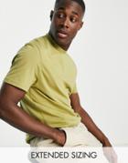 Asos Design T-shirt With Crew Neck In Khaki-green