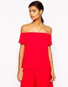 Asos Minimal Off The Shoulder Wrap Back Top Co-ord - Red