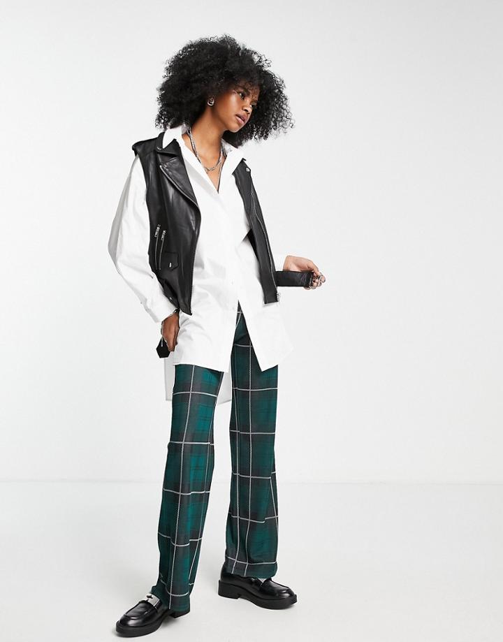 Topshop Oversized Poplin Shirt In White