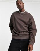 Asos Design Oversized Sweatshirt In Dark Brown
