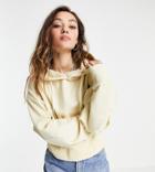 Collusion Crop Oversized Hoodie In Oatmeal-neutral