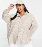 Collusion Plus Oversized Shirt In Tonal Check-neutral