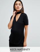 Asos Maternity Top With High Neck Plunge - Black