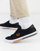 Fred Perry Underspin Matt Canvas Sneakers In Black