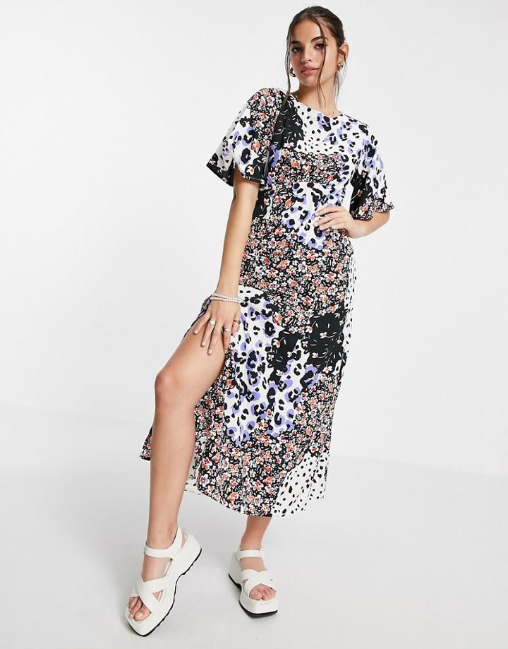 Influence Midi Tea Dress In Mixed Floral Print-multi