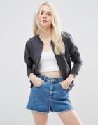 Asos The Bomber Jacket In Jersey - Charcoal Marl