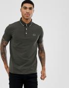 Armani Exchange Slim Fit Tipped Logo Polo In Khaki - Green