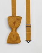 Twisted Tailor Knitted Bow Tie In Mustard-yellow
