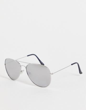 Madein Aviator Style Sunglasses In Silver