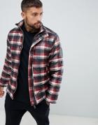 Boohooman Puffer Jacket In Red Check - Red