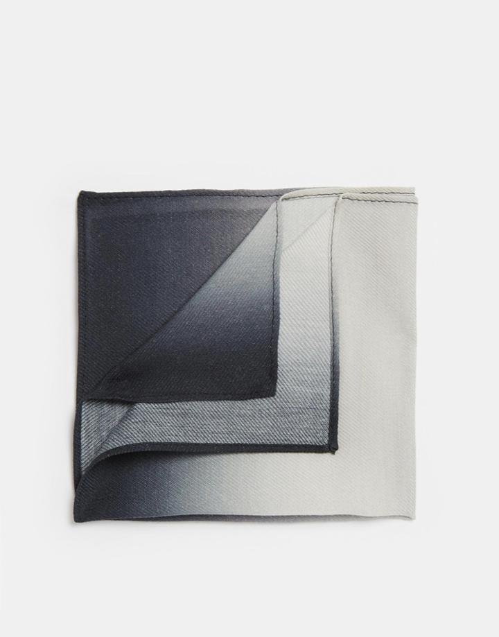 Asos Pocket Square In Wool Mix In Ombre Print Effect - Black