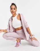 Heartbreak Mix And Match Gingham Blazer With Scrunchie In Lilac-purple