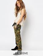 Reclaimed Vintage Boyfriend Combat Pants In Camo - Khaki