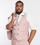 Harry Brown Plus Wedding Tweed Slim Fit Double Breasted Suit Vest-pink