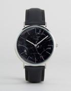 Reclaimed Vintage Inspired Marble Leather Watch In Black - Black