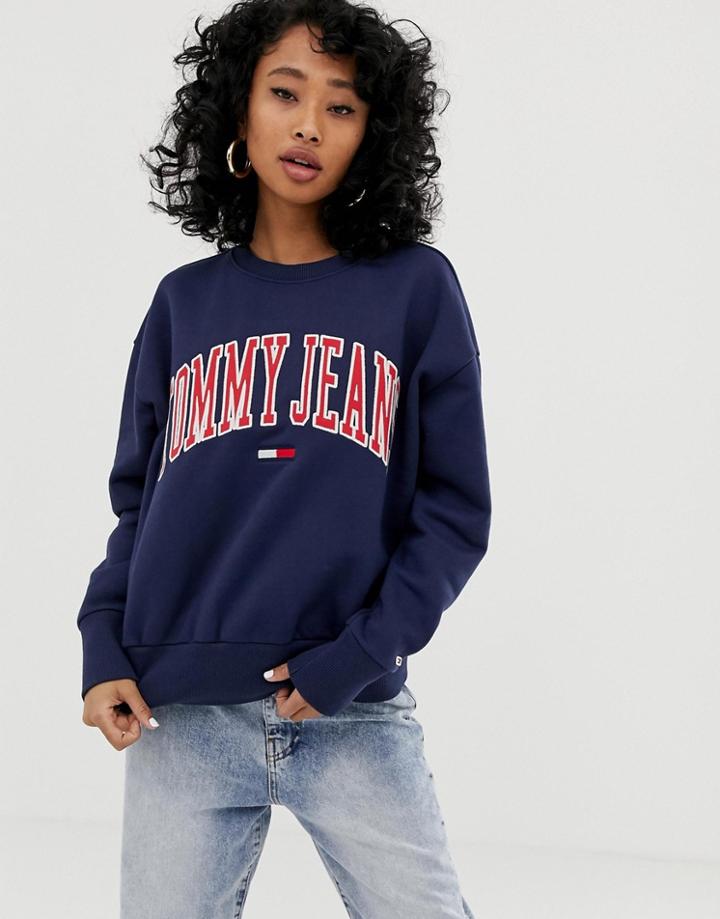 Tommy Jeans Clean Collegiate Crew Neck Sweatshirt - Black