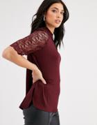 Y.a.s High Neck Lace Sleeve Top
