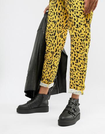 Asos Design Ahoy Chunky Buckle Ankle Boots-black