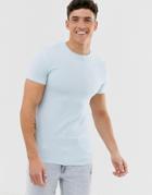 Asos Design Organic Muscle Fit T-shirt With Crew Neck In Blue