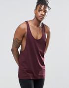 Asos Vest With Extreme Racer Back In Oxblood - Red