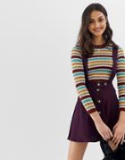 Asos Design Button Up Pinafore Mini Skirt - Purple