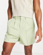 Asos Design Smart Cropped Bermuda Shorts In Sage Green
